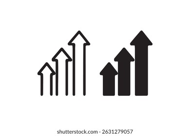 Growth arrow chart icon set in black Vector