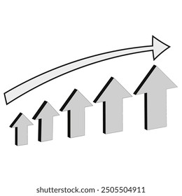 Growth arrow chart. Upward trend symbol. Vector business graphic. Success and progress illustration.