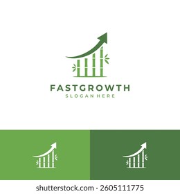 Growth Arrow Forward Bamboo Logo Vector Icon Illustration