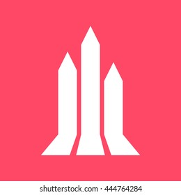 Growth Arrow, Growing Graph white icon on magenta color background. Eps-10.