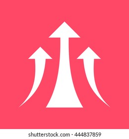 Growth Arrow, Growing Graph white icon on magenta color background. Eps-10.
