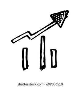 Growth up arrow hand drawing vector. Arrow up icon, upward arrow illustration
