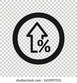 Growth arrow icon in flat style. Revenue vector illustration on white isolated background. Increase  business concept.