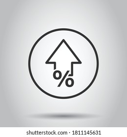 Growth arrow icon in flat style. Revenue vector illustration on white isolated background. Increase  business concept.