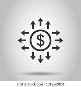 Growth arrow icon in flat style. Revenue vector illustration on white isolated background. Increase business concept.