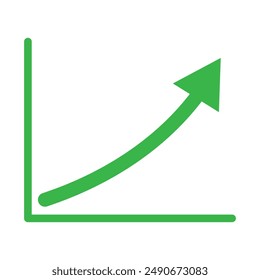 Growth arrow icon. Green arrow. Success symbol.  Up arrows, statistic financial graphic. Vector illustration  isolated on white .