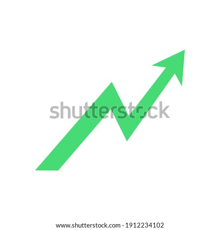 Growth arrow icon. Green arrow up. Success symbol. Vector isolated on white