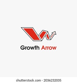 growth arrow icon logo design vector illustration.abstract initial letter w red color