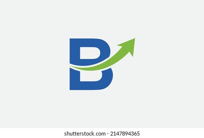 Vector de icono de flecha de crecimiento y diseño de logotipo financiero con letras y alfabetos B