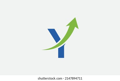 Growth arrow icon vector and financial logo design with the letters and alphabets Y