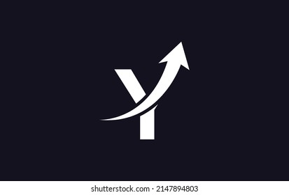 Growth arrow icon vector and financial logo design with the letters and alphabets Y
