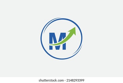 Growth arrow icon vector and financial circle logo design with the letters and alphabets