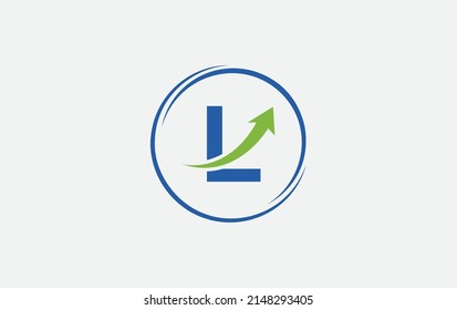 Wachstumspfeilsymbol, Vektorgrafik und Logo des Finanzkreises mit Buchstaben und Alphabeten