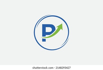 Growth arrow icon vector and financial circle logo design with the letters and alphabets