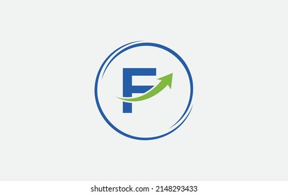 Icono de flecha de crecimiento vector y diseño del logo del círculo financiero con letras y alfabetos