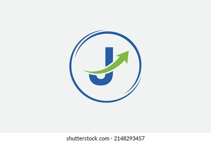 Growth arrow icon vector and financial circle logo design with the letters and alphabets