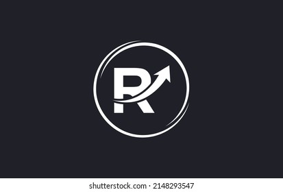 Growth arrow icon vector and financial circle logo design with the letters and alphabets