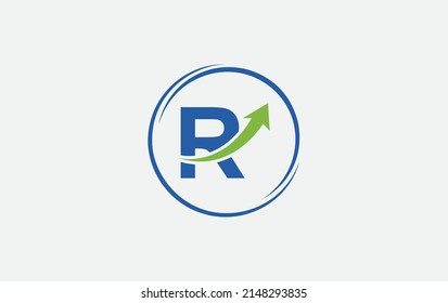 Growth arrow icon vector and financial circle logo design with the letters and alphabets