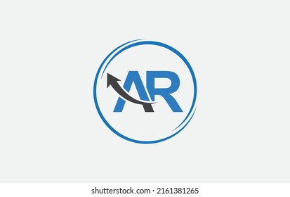 Growth arrow icon vector and financial circle logo design with the letters and alphabets
