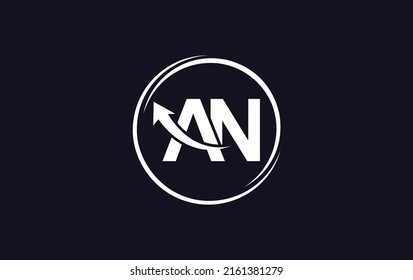 Growth arrow icon vector and financial circle logo design with the letters and alphabets