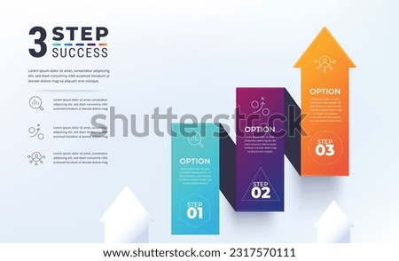 Growth arrow infographic template. Three step of business growth.