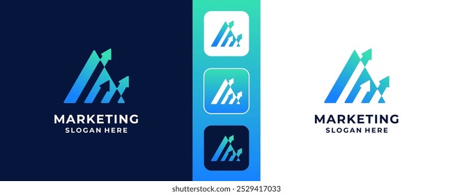 growth arrow initial letter A logo, vector collection