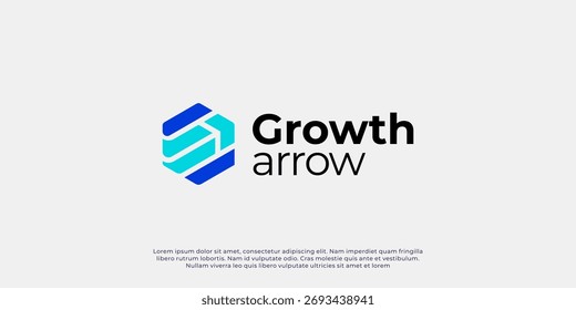 Logotipo Da Seta De Crescimento Com Blue Cube E Modern