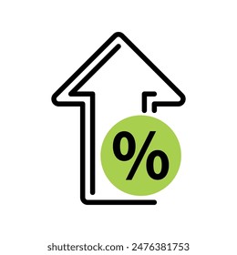 Growth Arrow with Percentage for Business and Finance and Pictogram Element Vector Illustration Isolated on Transparent Background