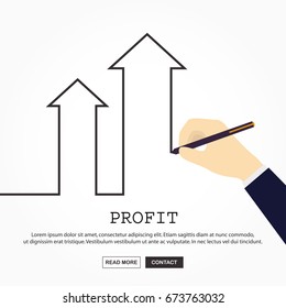 Growth arrow with profit concept. Vector illustration.