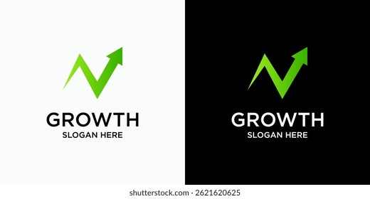Growth arrow vector logo design with modern, simple, clean and abstract style. Icon for business, financial, consulting and personal branding.