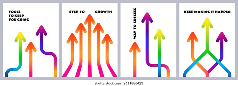 Growth Up Arrows Concept. Abstract Background with Gradient Line Arrows. Vector Business Concept of Success, Growth and Progress
