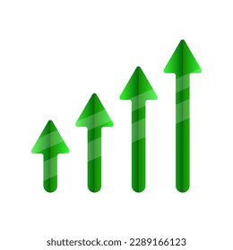 Las flechas de crecimiento son un vector verde. Arroja hacia arriba el vector. Icono de intercambio de gráficos. Vector del sistema financiero.
