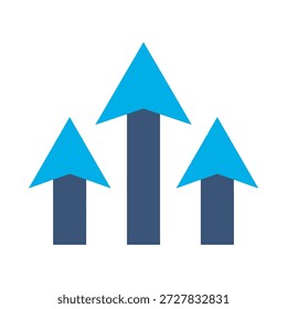 Icono de flechas de crecimiento diseño de Vector plano azul hasta el símbolo de dirección éxito comercial aumentar el progreso aumentar signo de elemento gráfico