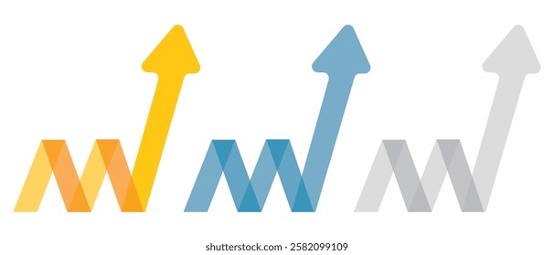 Growth arrows symbolize progress, increase, or positive movement in a particular direction."