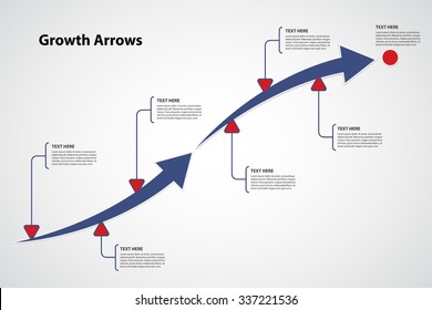 Growth Arrows / Timeline with text options / A way to success - Vector infographic template