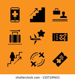 growth, backpack, airplane and traveler icon set. Vector illustration for web and design.