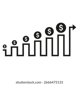 Gráfico de barras de crecimiento. Gráfico de progreso financiero. Visualización de datos empresariales. Diagrama de las finanzas del Vector. EPS 10.