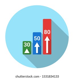 Growth Bar Chart Flat Icon Vector