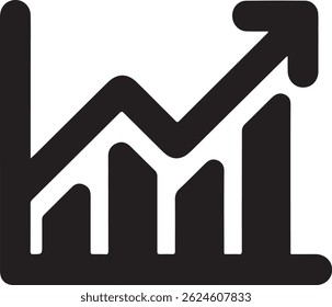 Gráfico de barras de crescimento, Vetor gráfico crescente, Gráfico de negócios com seta, Vetor ícone de crescimento de lucro