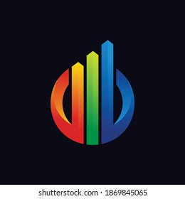 growth bar chart icon on a circle. business profit illustration