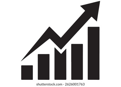 Growth bar chart icon silhouette white background vector illustration
