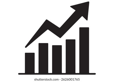 Growth bar chart icon silhouette white background vector illustration
