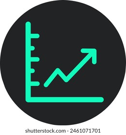 Growth bar chart icon, simple vector illustration isolated black background