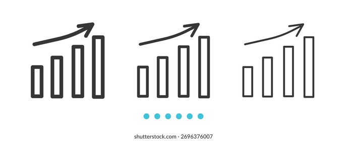 Growth Bar Chart icon. Thin line icon vector