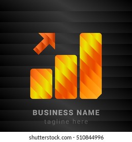 Growth Bar Chart Orange, Yellow and Black silk fashion premium icon / Logo