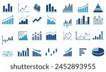 growth bar chart solid icon set vector design in trendy style