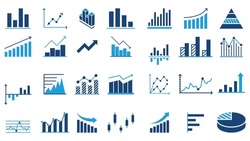 growth bar chart solid icon set vector design in trendy style