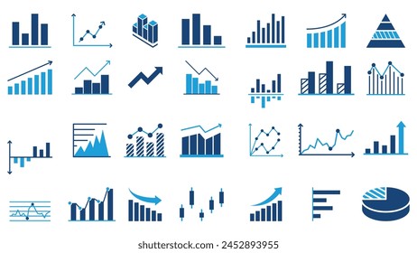 Wachstumsbalkendiagramm Solid Icon Set Vektorgrafik Design im trendigen Stil