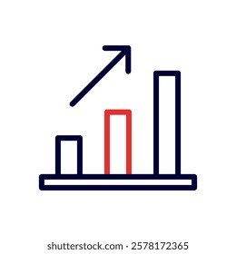 Growth Bar Chart with an upward Arrow Indicator