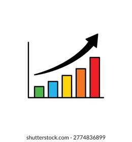 Growth bar chart with upward arrow trend illustration Vector